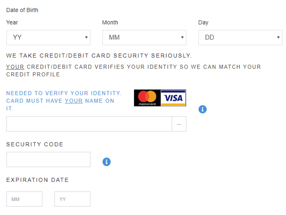 Verify Credit card Information